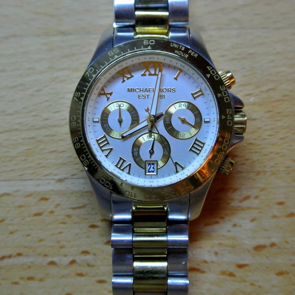 Michael Kors Unisex Two Tone Stainless Steel Band Chronograph Watch [MK5455]